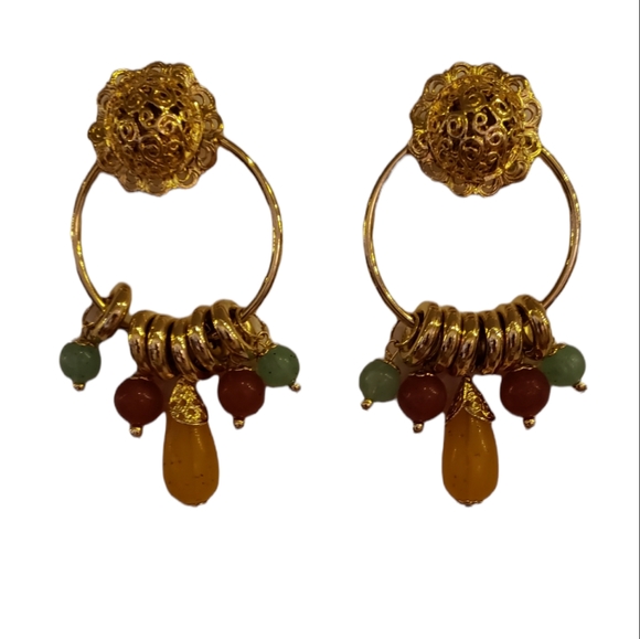 Beautiful Post Beaded Dangle Earrings - Picture 2 of 2